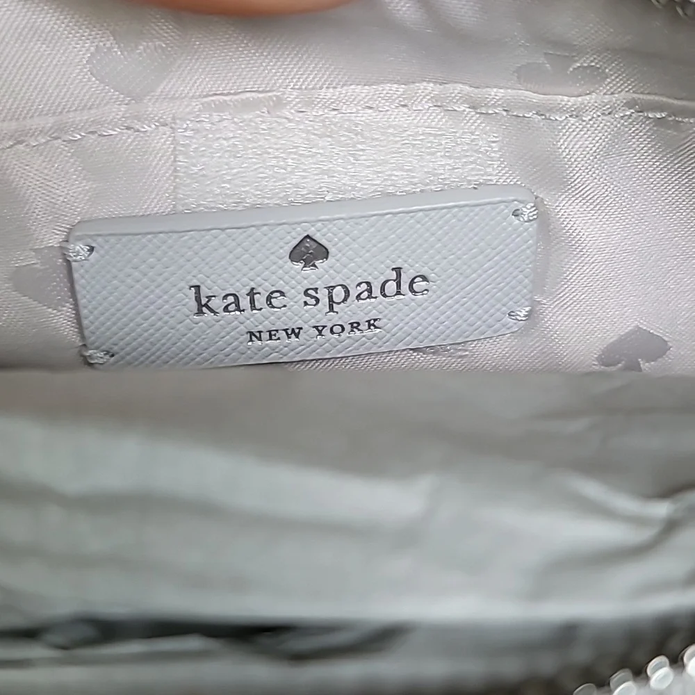 NWT Kate Spade Glitter Crossbody Flash Light Grey Silver